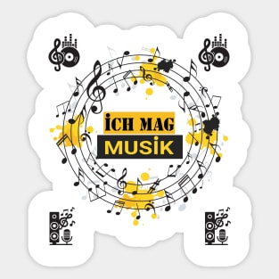 I Love Music In German- Ich mag Musik Sticker